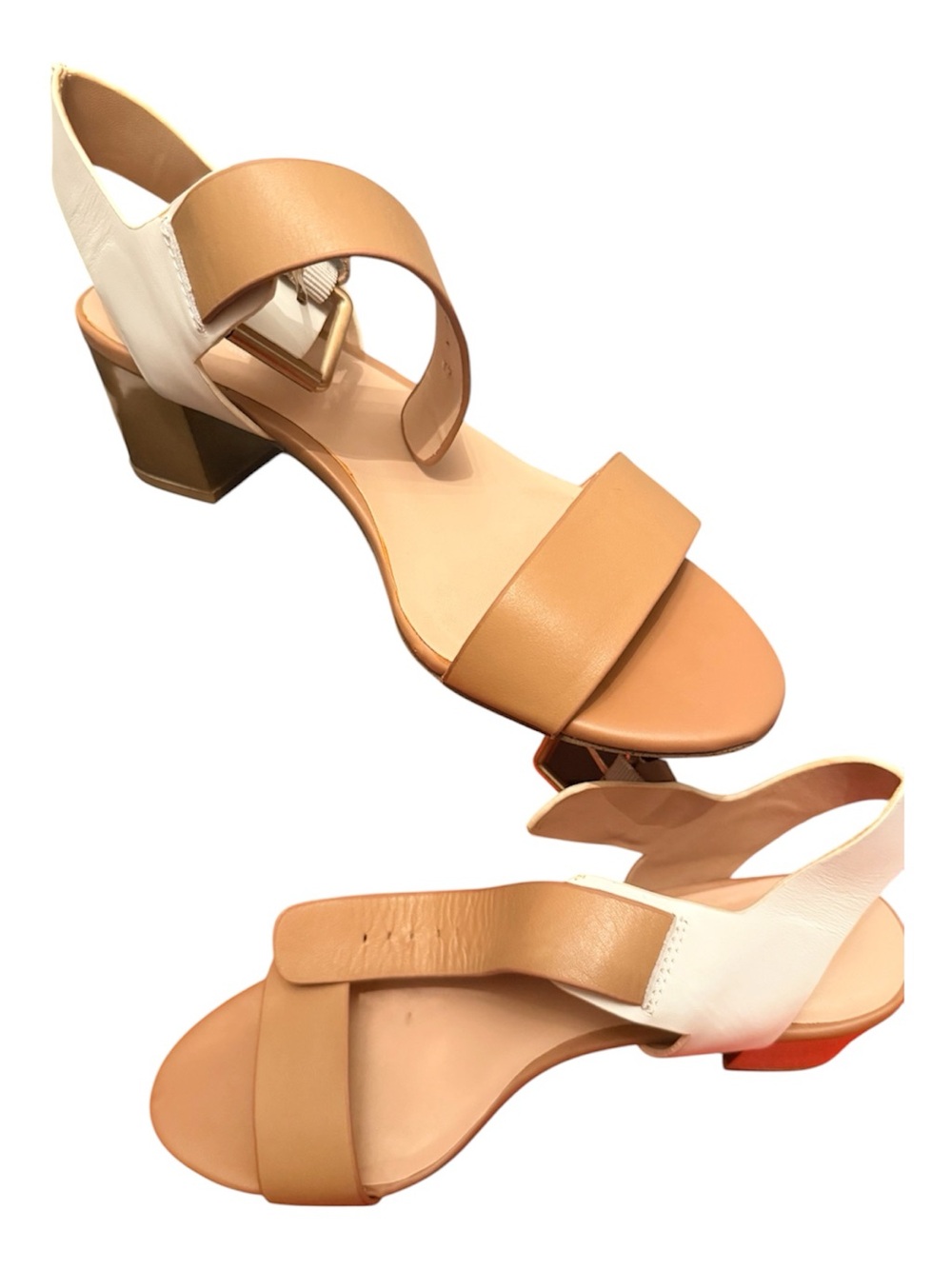 Charles David Two-Tone Tan & Cream Slingback Sandals